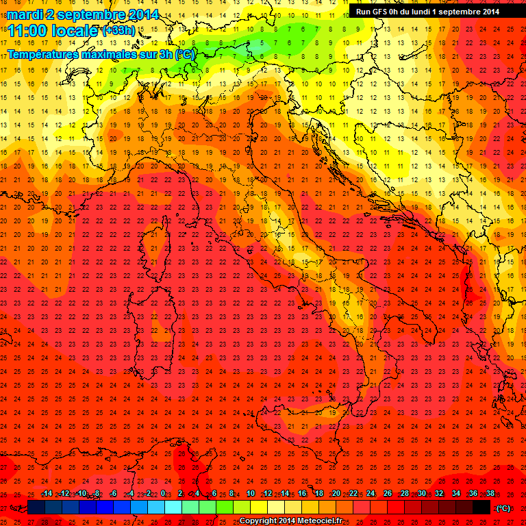 Modele GFS - Carte prvisions 