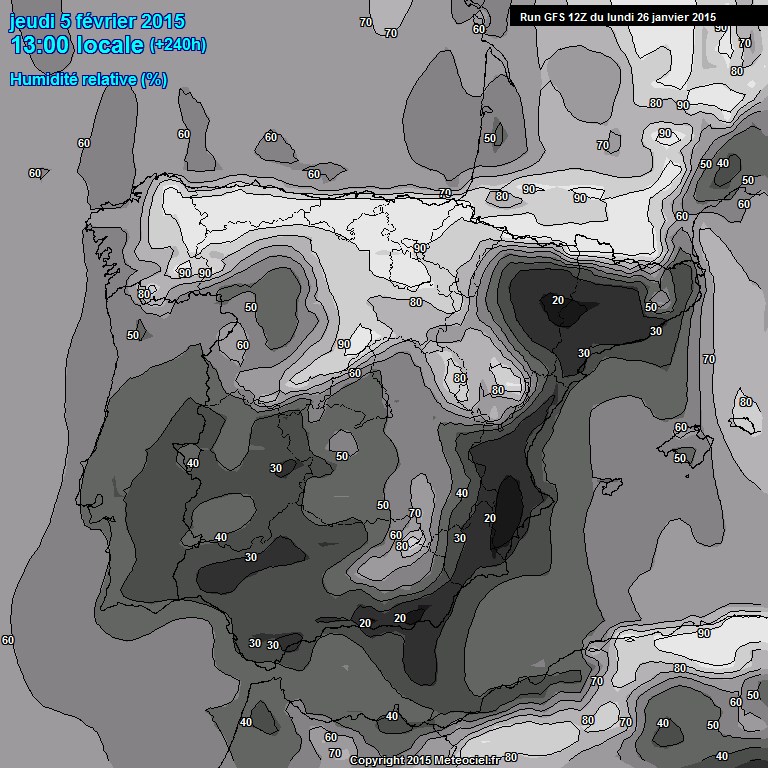 Modele GFS - Carte prvisions 