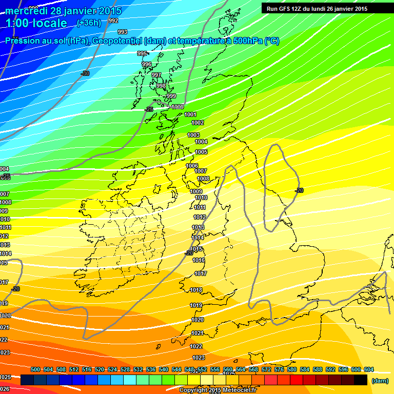 Modele GFS - Carte prvisions 