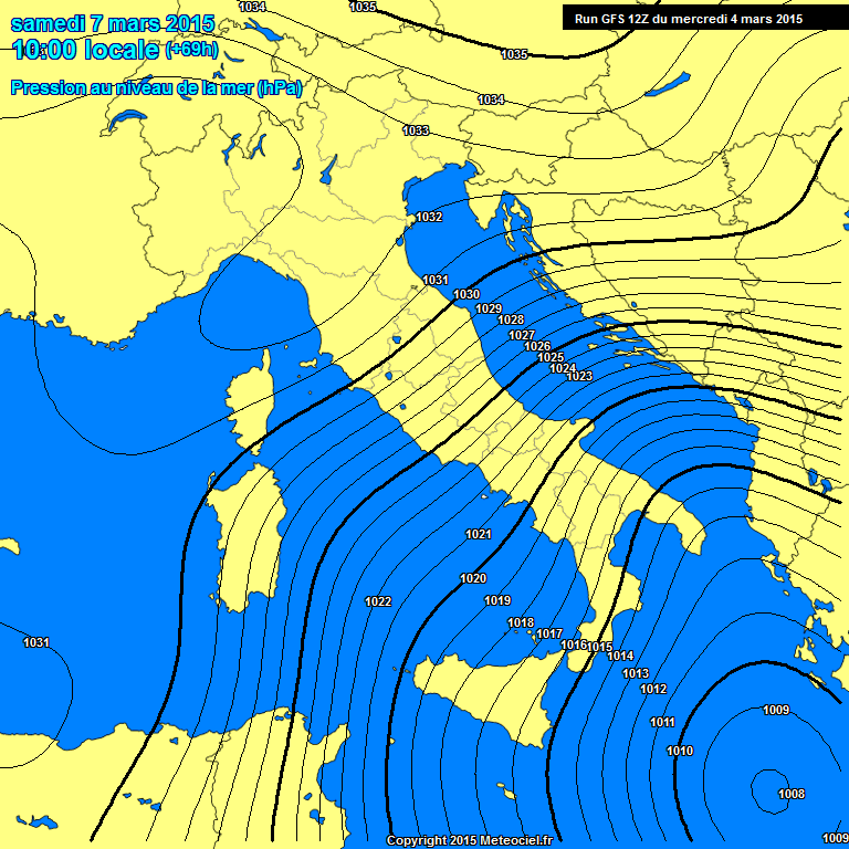 Modele GFS - Carte prvisions 