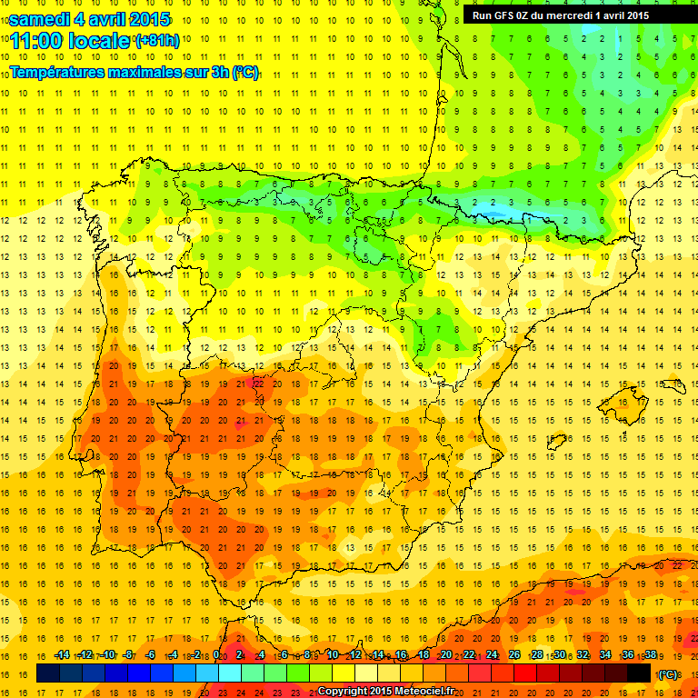 Modele GFS - Carte prvisions 