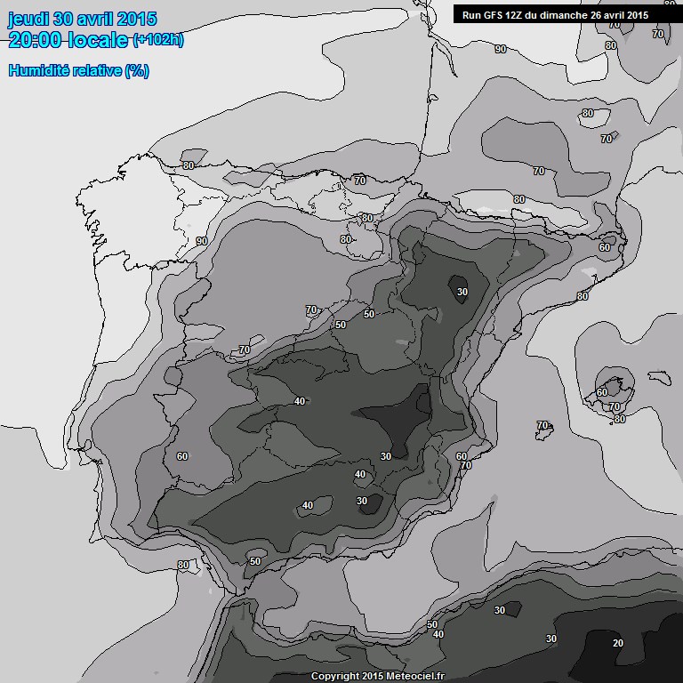 Modele GFS - Carte prvisions 