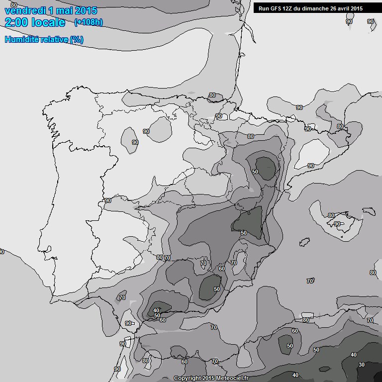 Modele GFS - Carte prvisions 