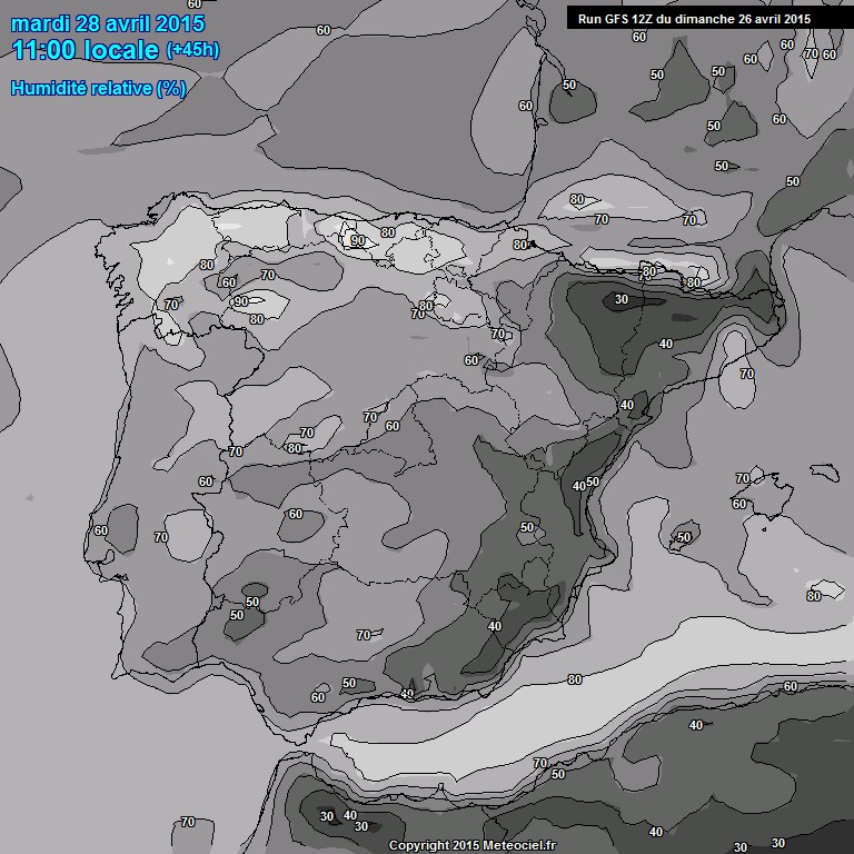 Modele GFS - Carte prvisions 