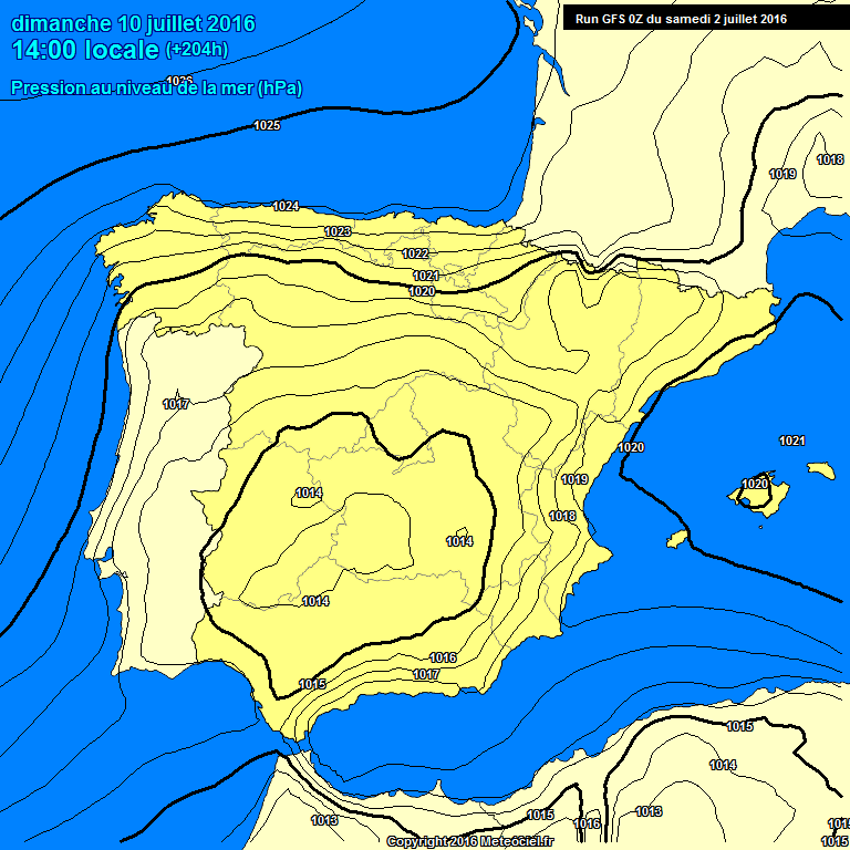 Modele GFS - Carte prvisions 