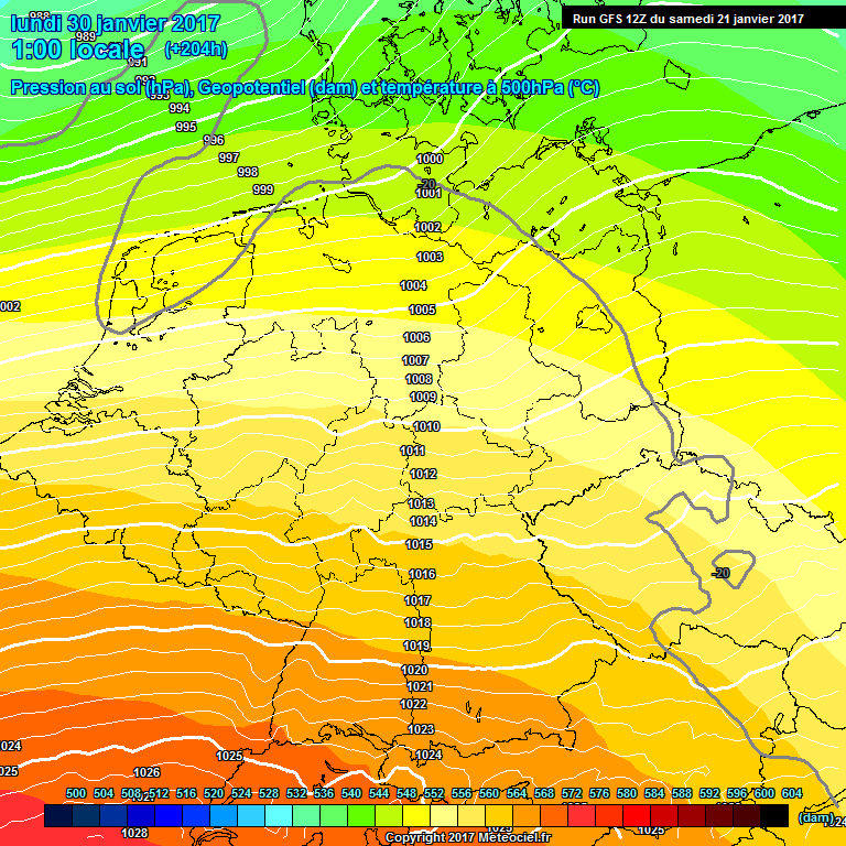 Modele GFS - Carte prvisions 