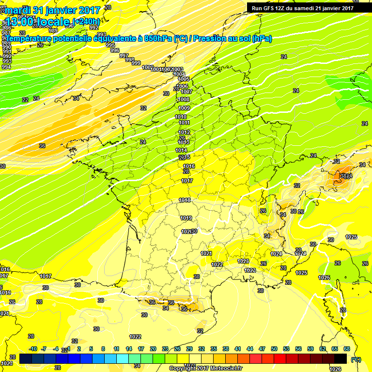 Modele GFS - Carte prvisions 