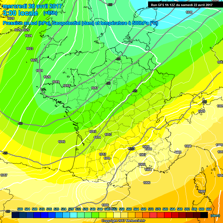 Modele GFS - Carte prvisions 