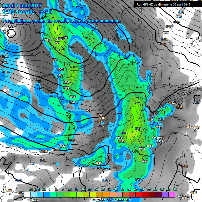 Modele GFS - Carte prvisions 