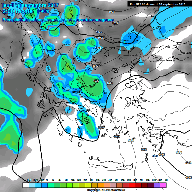 Modele GFS - Carte prvisions 