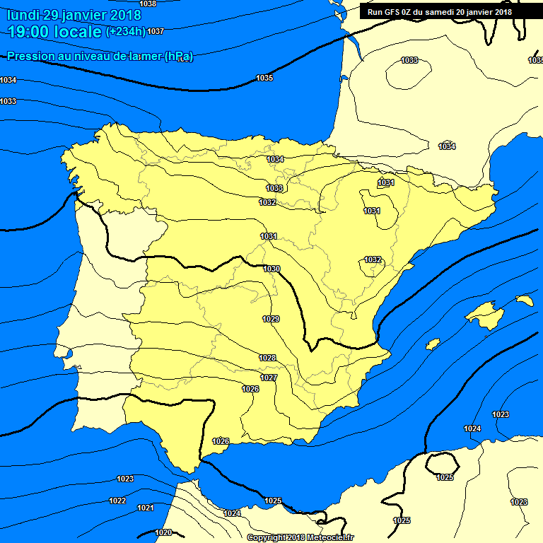 Modele GFS - Carte prvisions 