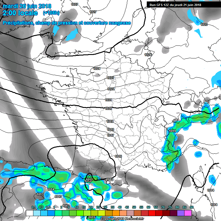 Modele GFS - Carte prvisions 