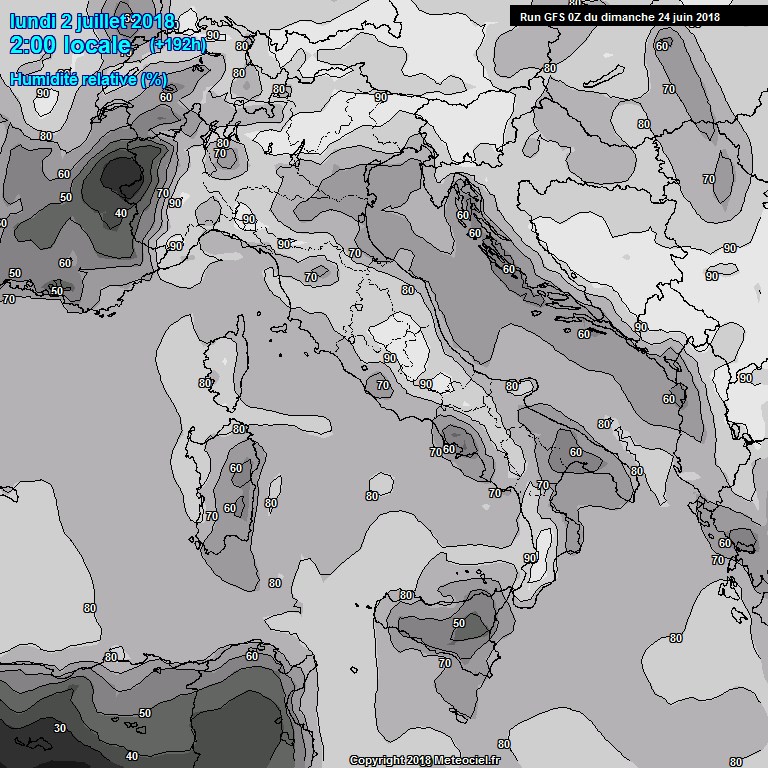 Modele GFS - Carte prvisions 