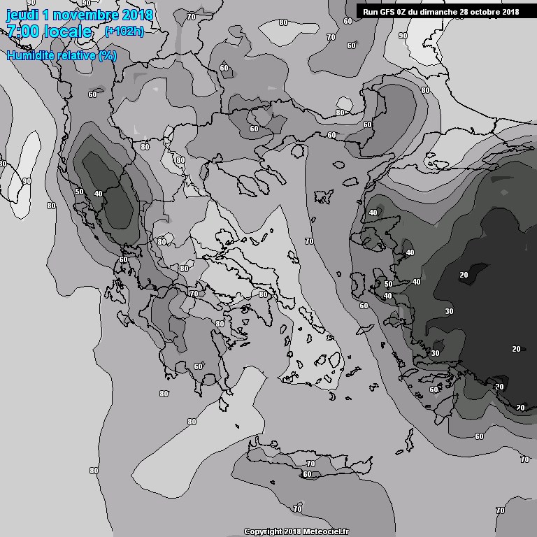 Modele GFS - Carte prvisions 