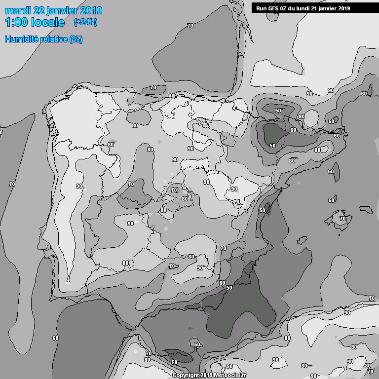 Modele GFS - Carte prvisions 