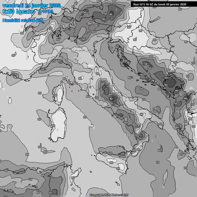 Modele GFS - Carte prvisions 