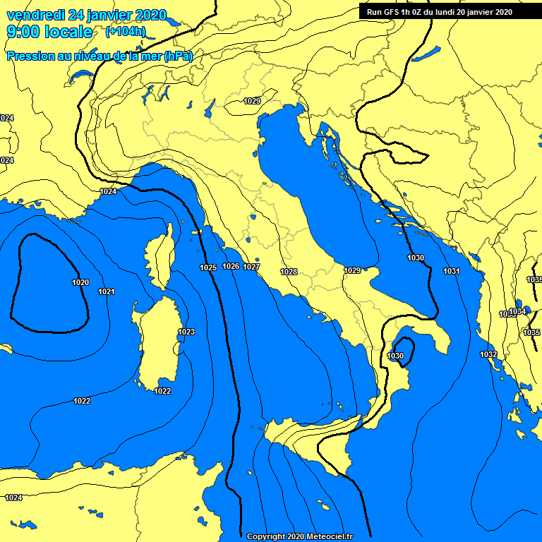 Modele GFS - Carte prvisions 