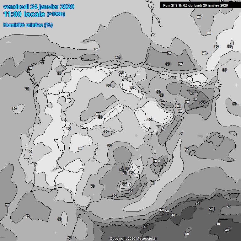 Modele GFS - Carte prvisions 