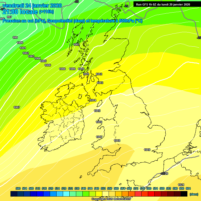 Modele GFS - Carte prvisions 