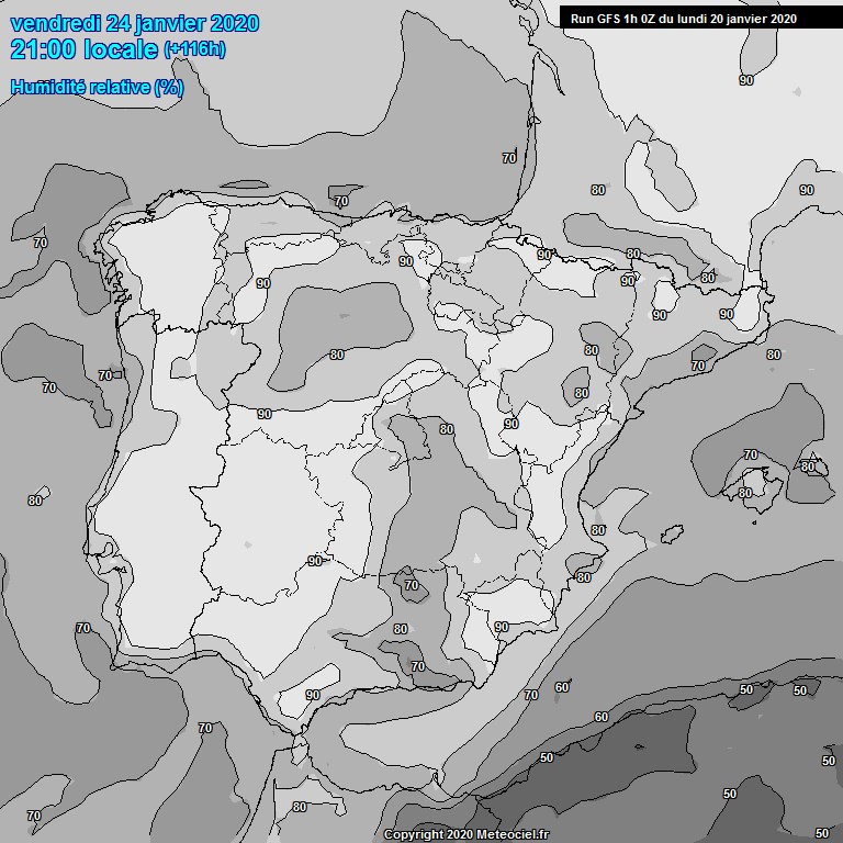 Modele GFS - Carte prvisions 