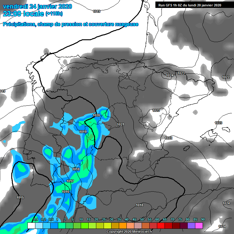 Modele GFS - Carte prvisions 