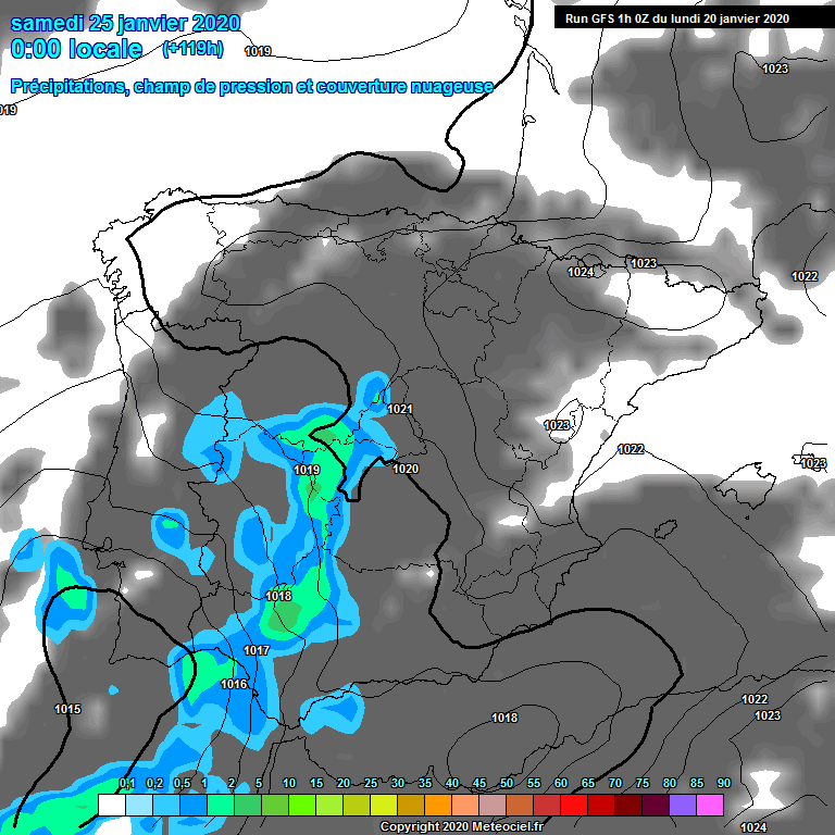 Modele GFS - Carte prvisions 