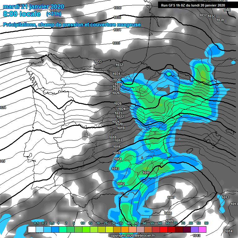 Modele GFS - Carte prvisions 