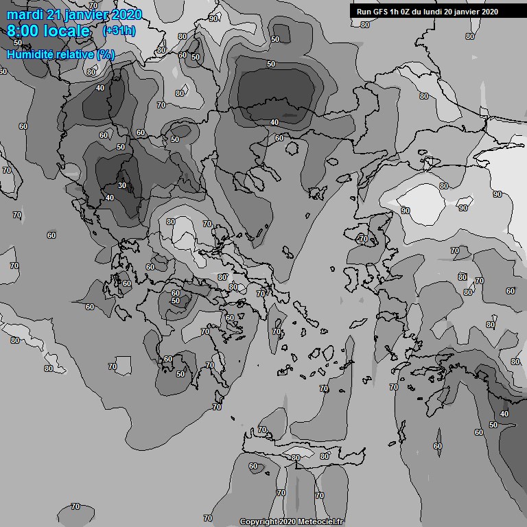 Modele GFS - Carte prvisions 