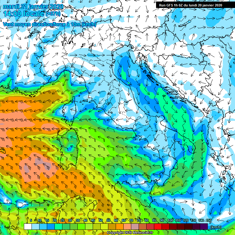 Modele GFS - Carte prvisions 