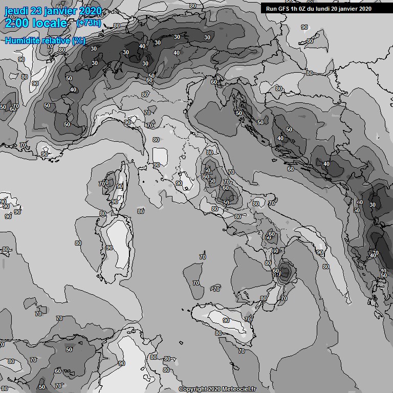 Modele GFS - Carte prvisions 