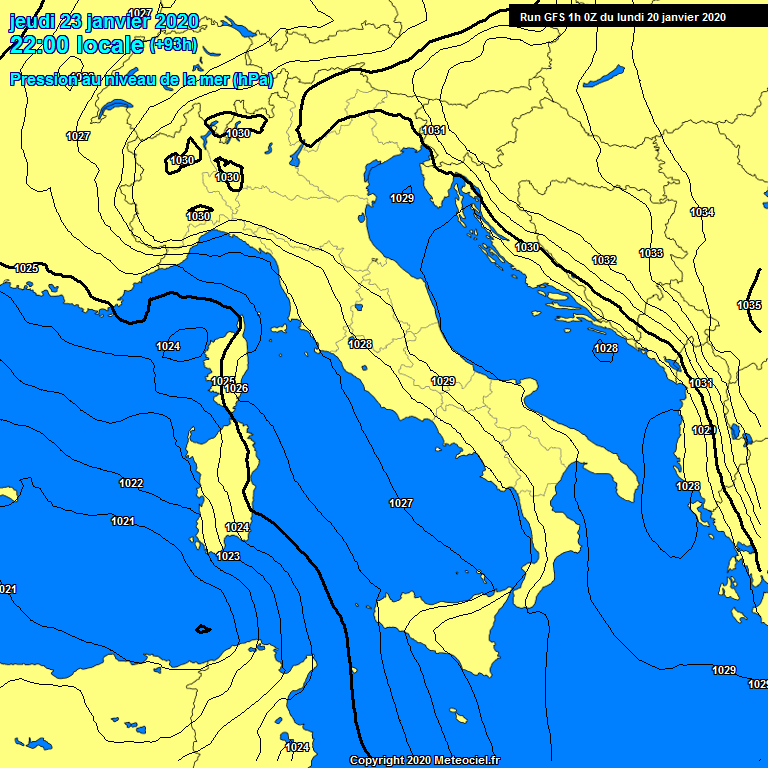 Modele GFS - Carte prvisions 