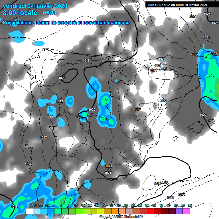 Modele GFS - Carte prvisions 