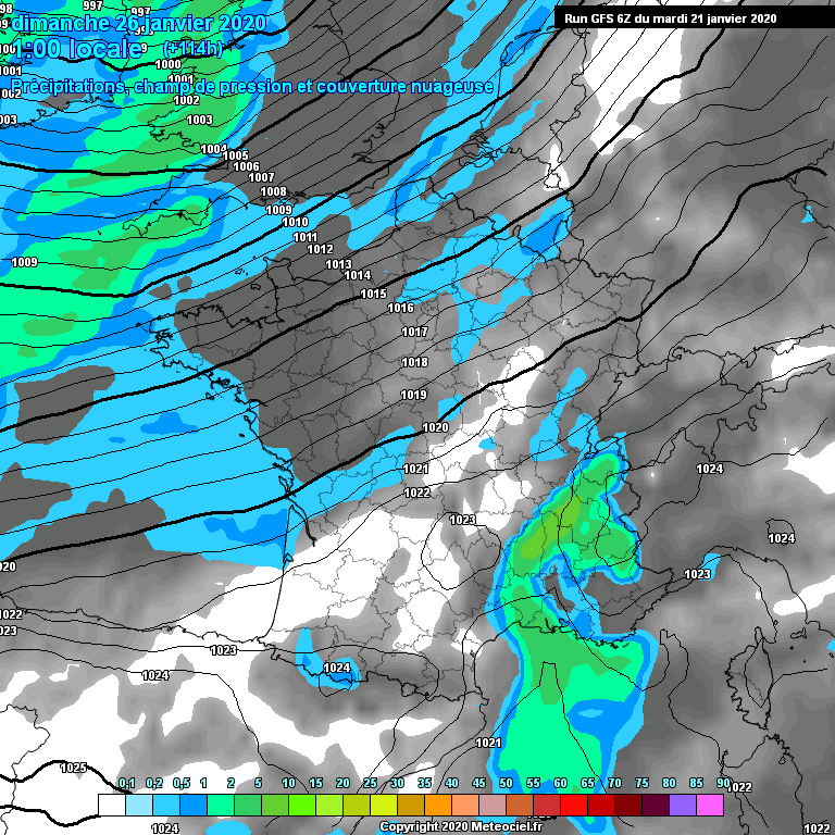 Modele GFS - Carte prvisions 