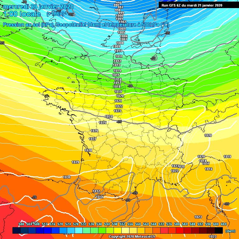 Modele GFS - Carte prvisions 