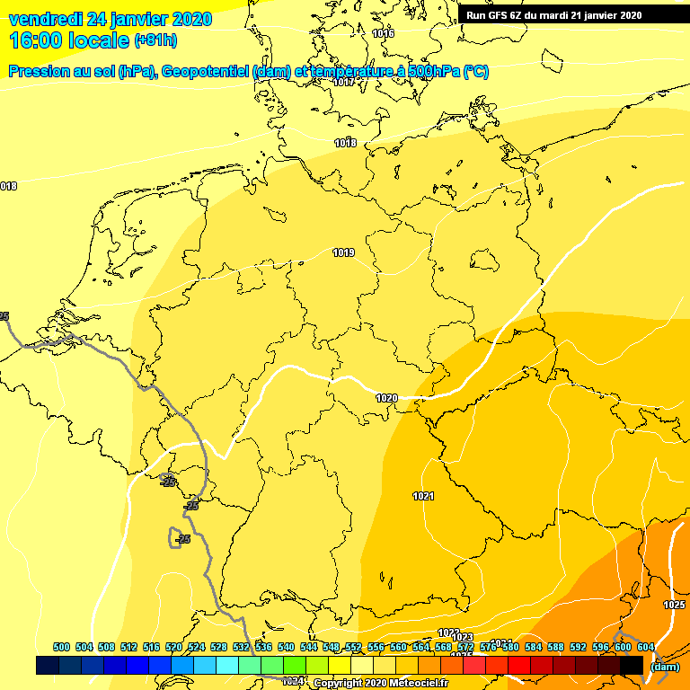 Modele GFS - Carte prvisions 