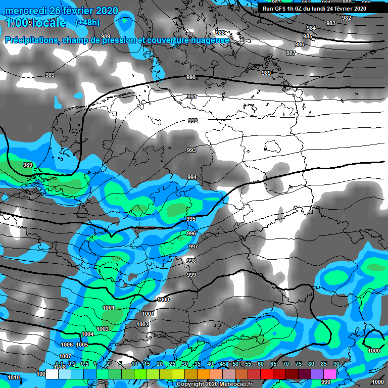 Modele GFS - Carte prvisions 