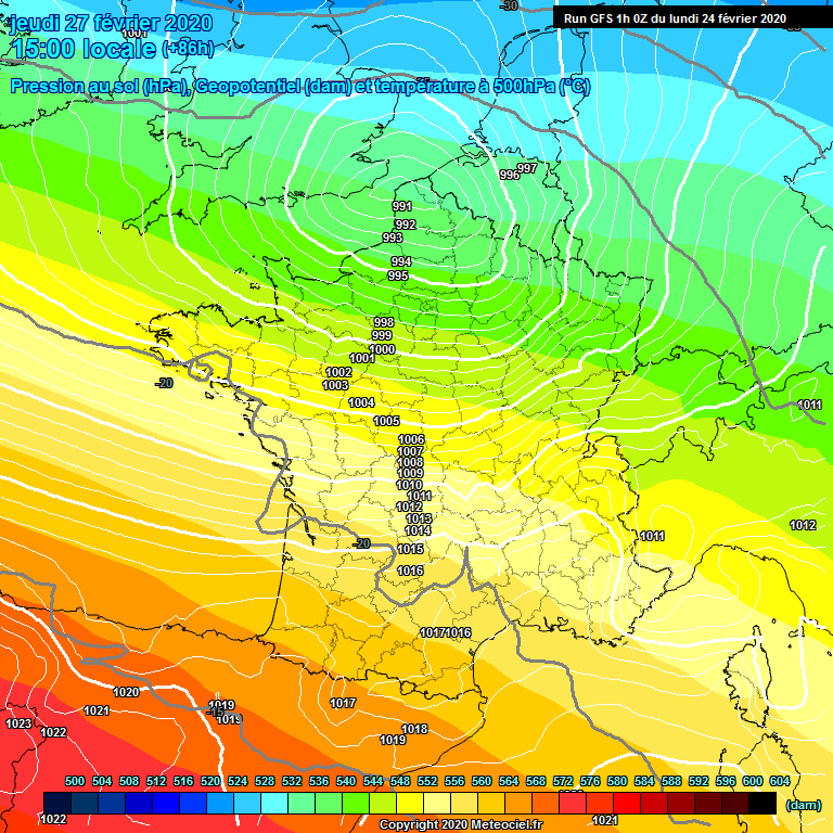 Modele GFS - Carte prvisions 