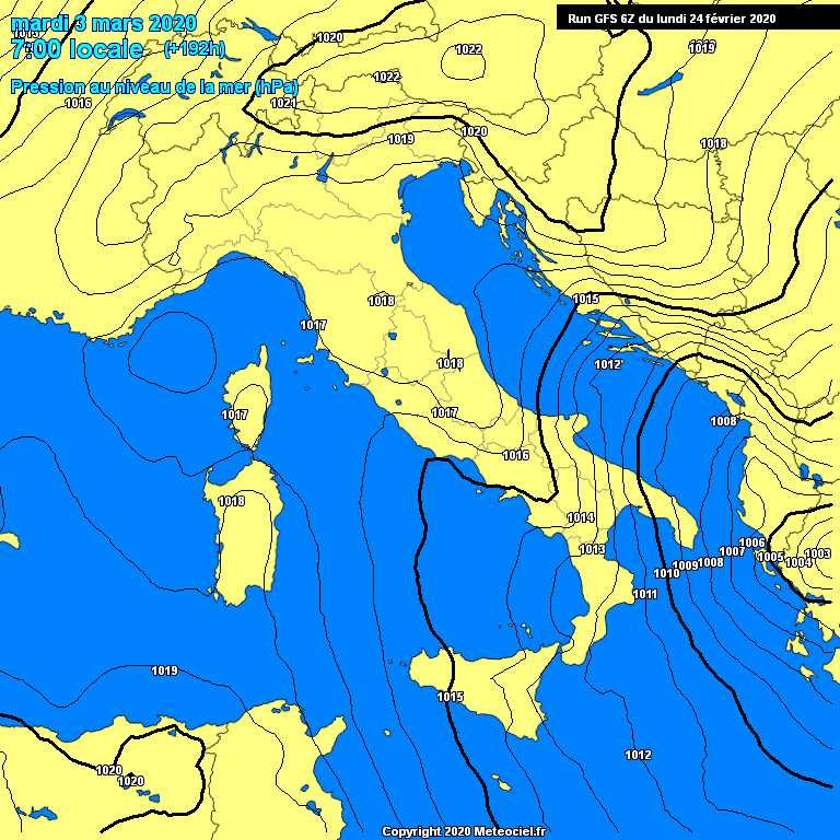 Modele GFS - Carte prvisions 