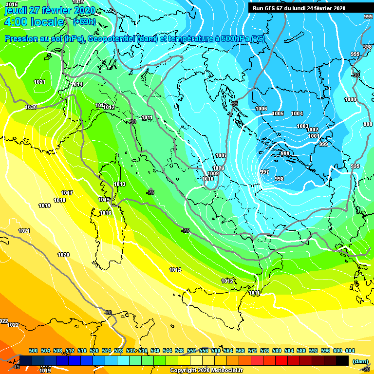 Modele GFS - Carte prvisions 