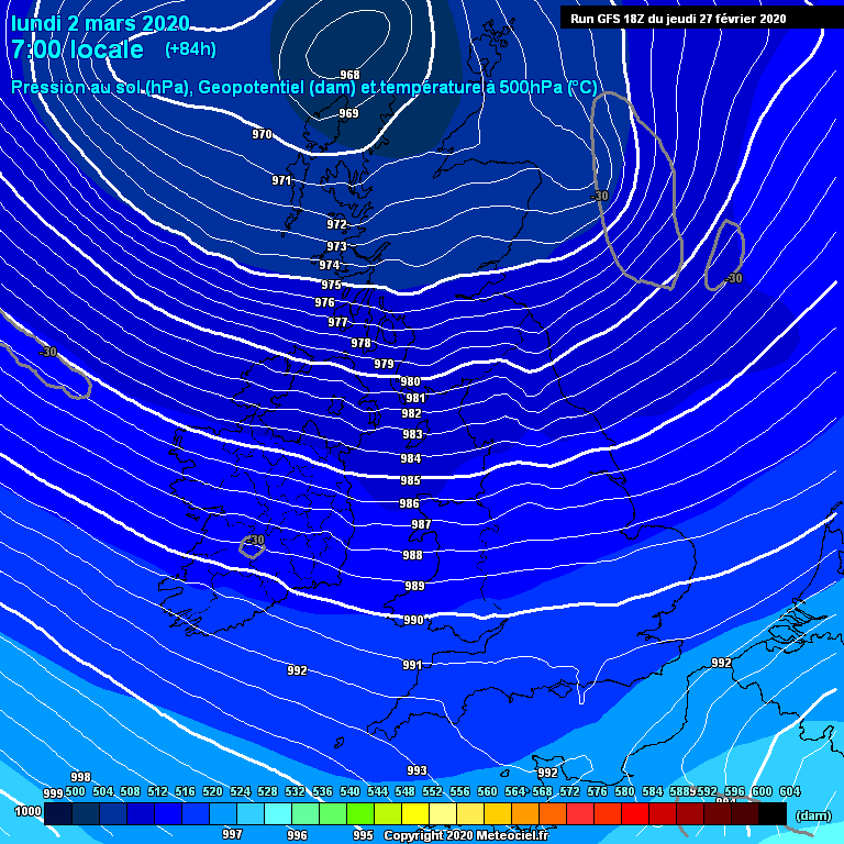 Modele GFS - Carte prvisions 