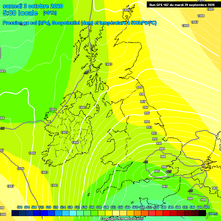 Modele GFS - Carte prvisions 