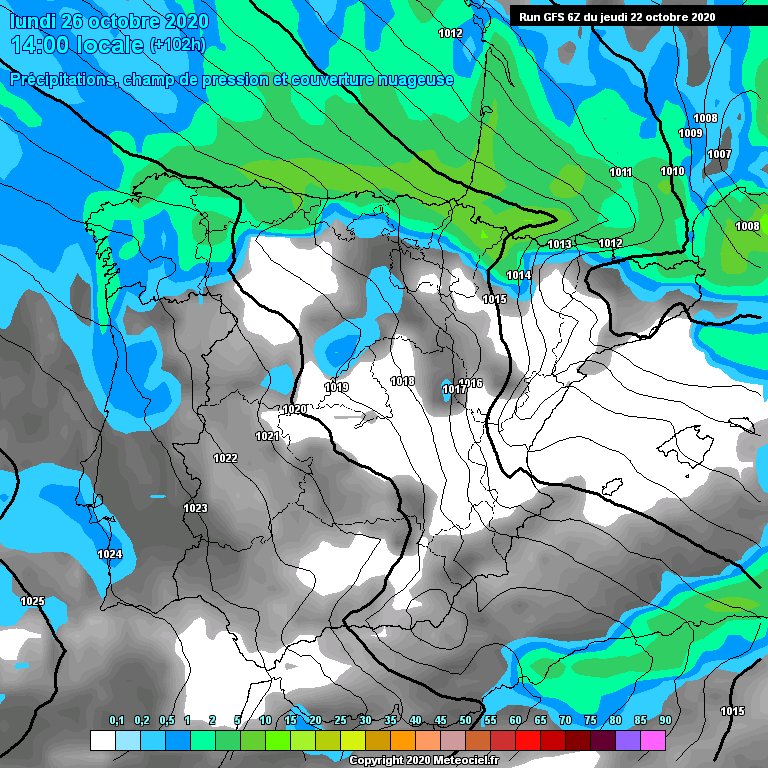 Modele GFS - Carte prvisions 