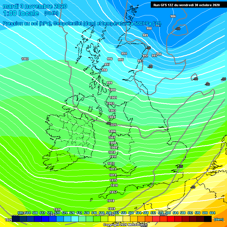 Modele GFS - Carte prvisions 