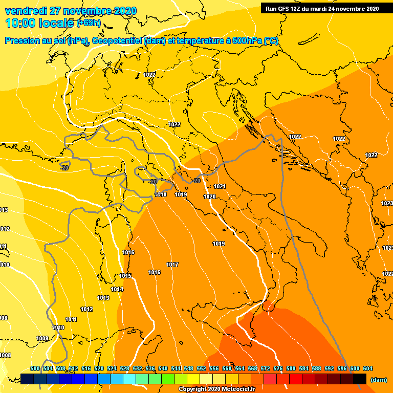 Modele GFS - Carte prvisions 