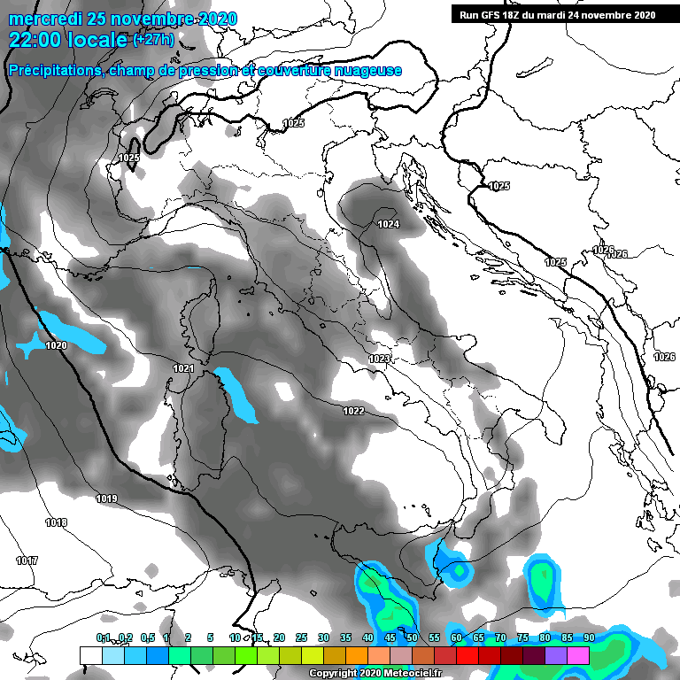 Modele GFS - Carte prvisions 