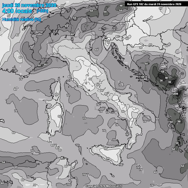 Modele GFS - Carte prvisions 