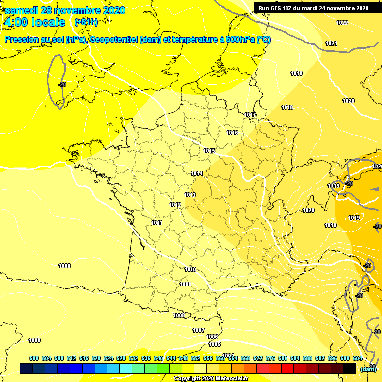 Modele GFS - Carte prvisions 