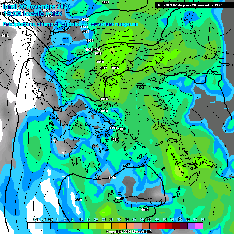 Modele GFS - Carte prvisions 