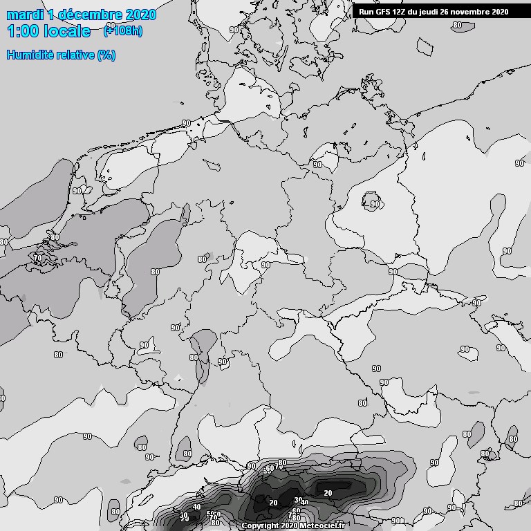 Modele GFS - Carte prvisions 