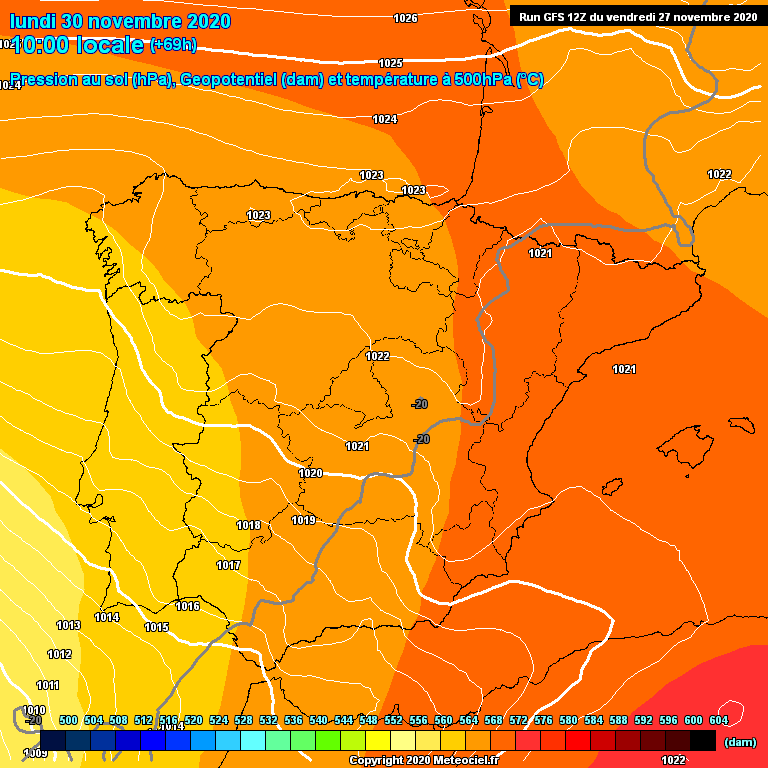 Modele GFS - Carte prvisions 